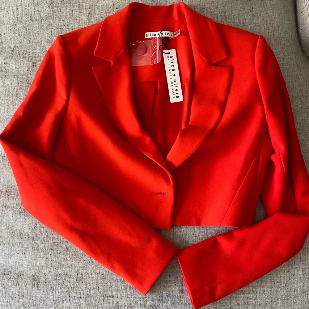 Alice and Olivia Cropped Red Blazer